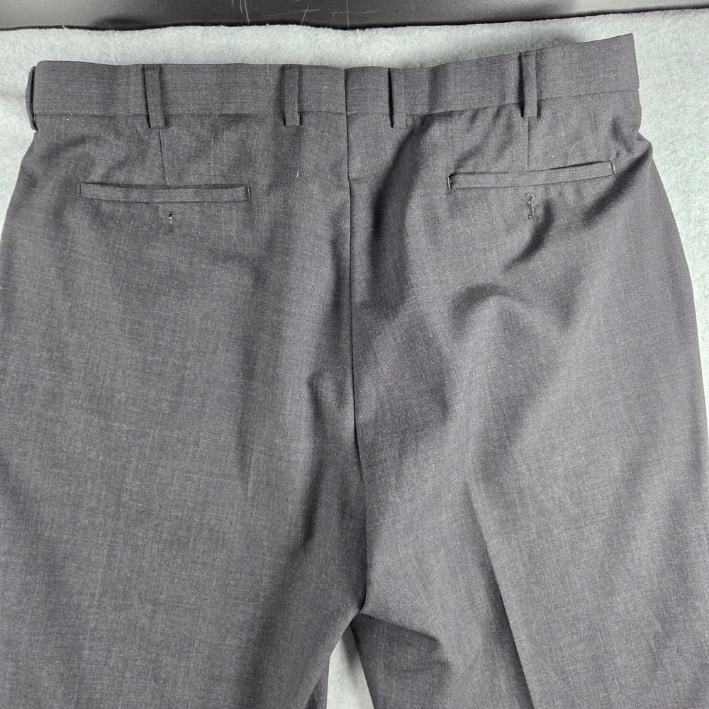 Louis Raphael Rosso Dress Pants Men 40x32 Charcoal Grey Washable Wool Flat Front